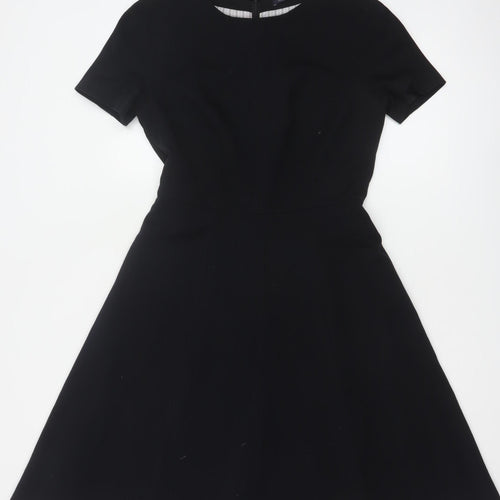 Marks and Spencer Women Black UK 8 A-Line Short Sleeve Lined Dress