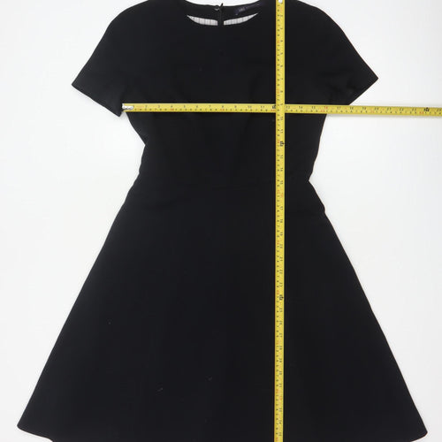 Marks and Spencer Women Black UK 8 A-Line Short Sleeve Lined Dress
