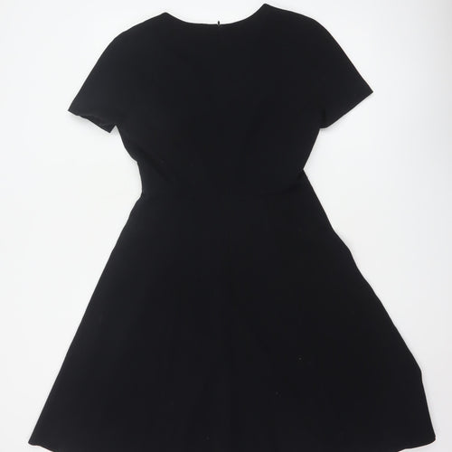 Marks and Spencer Women Black UK 8 A-Line Short Sleeve Lined Dress