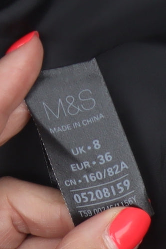 Marks and Spencer Women Black UK 8 A-Line Short Sleeve Lined Dress