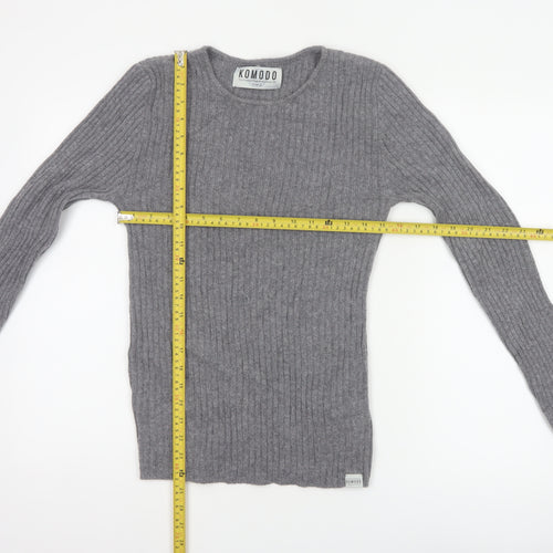 Komodo Women Grey Size 2 100% Cashmere Rib Knit Pullover Jumper