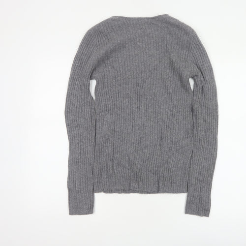 Komodo Women Grey Size 2 100% Cashmere Rib Knit Pullover Jumper