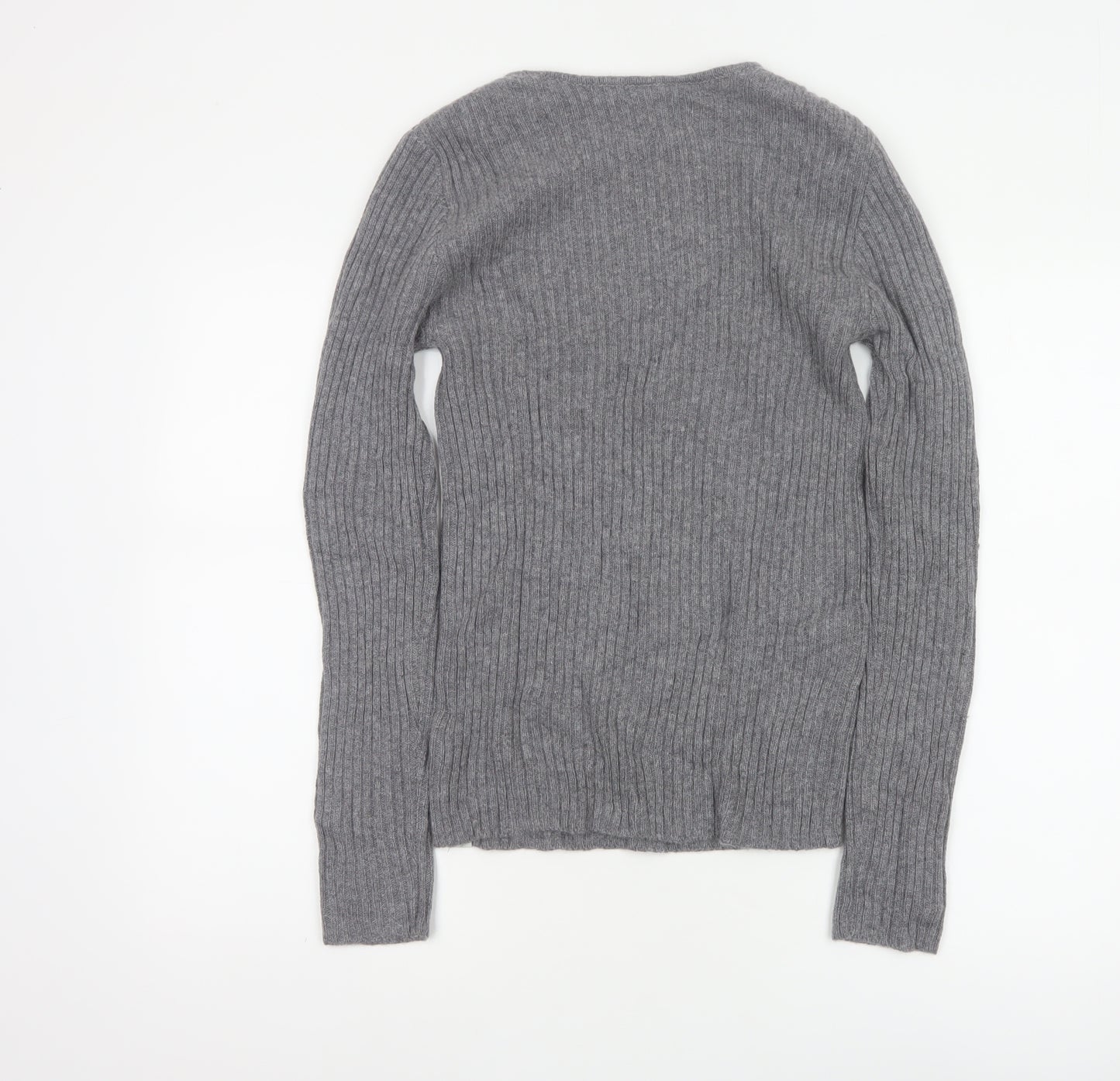 Komodo Women Grey Size 2 100% Cashmere Rib Knit Pullover Jumper