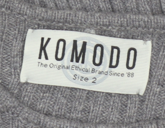 Komodo Women Grey Size 2 100% Cashmere Rib Knit Pullover Jumper