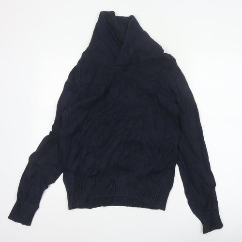 H&M LOGG Men’s Blue M Cable Knit Shawl Collar Cotton Jumper