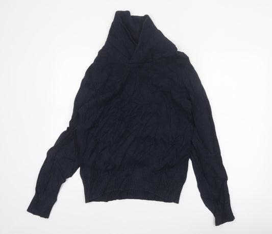 H&M LOGG Men’s Blue M Cable Knit Shawl Collar Cotton Jumper
