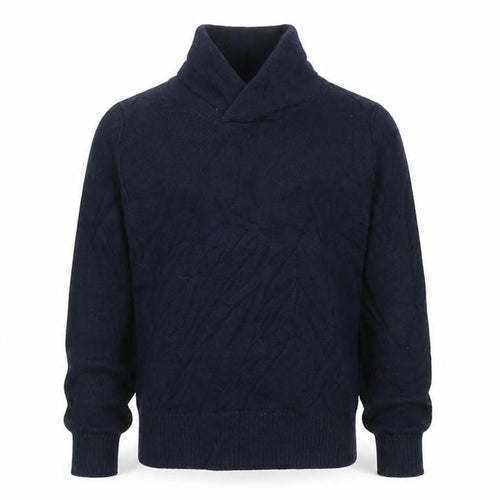 H&M LOGG Men’s Blue M Cable Knit Shawl Collar Cotton Jumper
