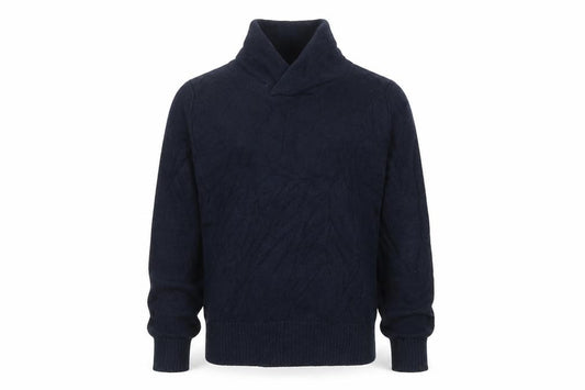 H&M LOGG Men’s Blue M Cable Knit Shawl Collar Cotton Jumper