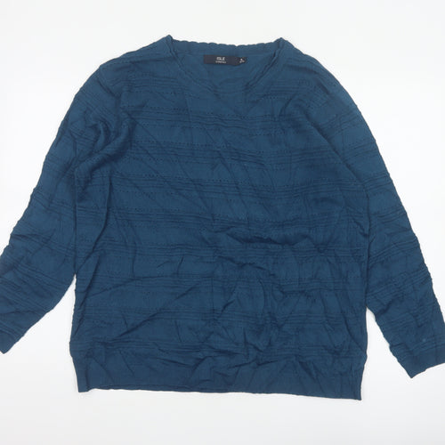 Isle Essentials Women’s Blue Size 24 Textured Knit Pullover Jumper