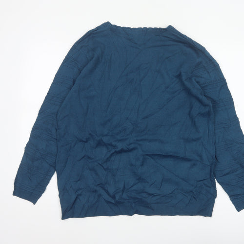 Isle Essentials Women’s Blue Size 24 Textured Knit Pullover Jumper