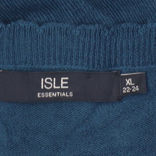 Isle Essentials Women’s Blue Size 24 Textured Knit Pullover Jumper