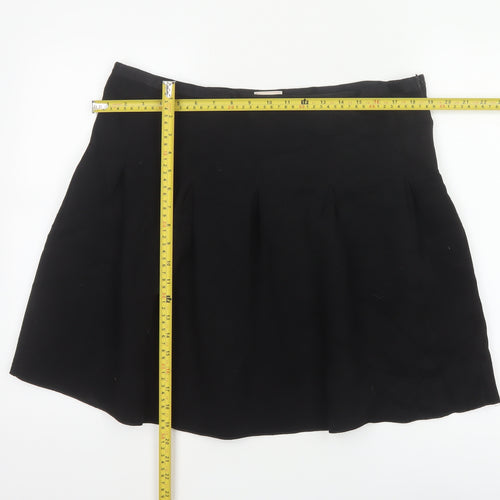 Gap Women Black XL Pleated Flare Short Skater Skirt