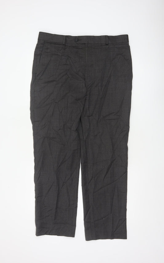 John Lewis Men’s Grey 36R Pure Wool Straight Dress Trousers