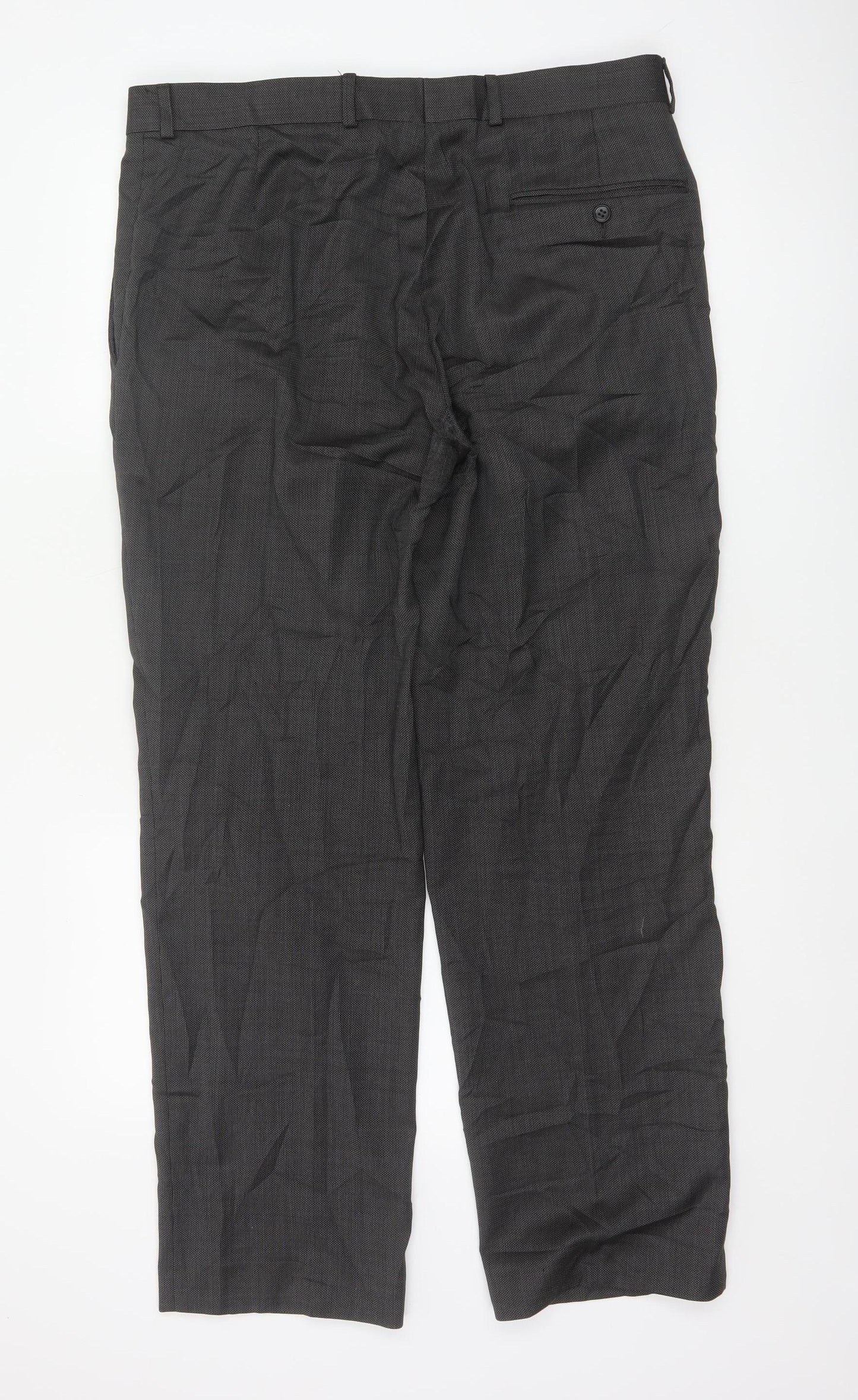 John Lewis Men’s Grey 36R Pure Wool Straight Dress Trousers