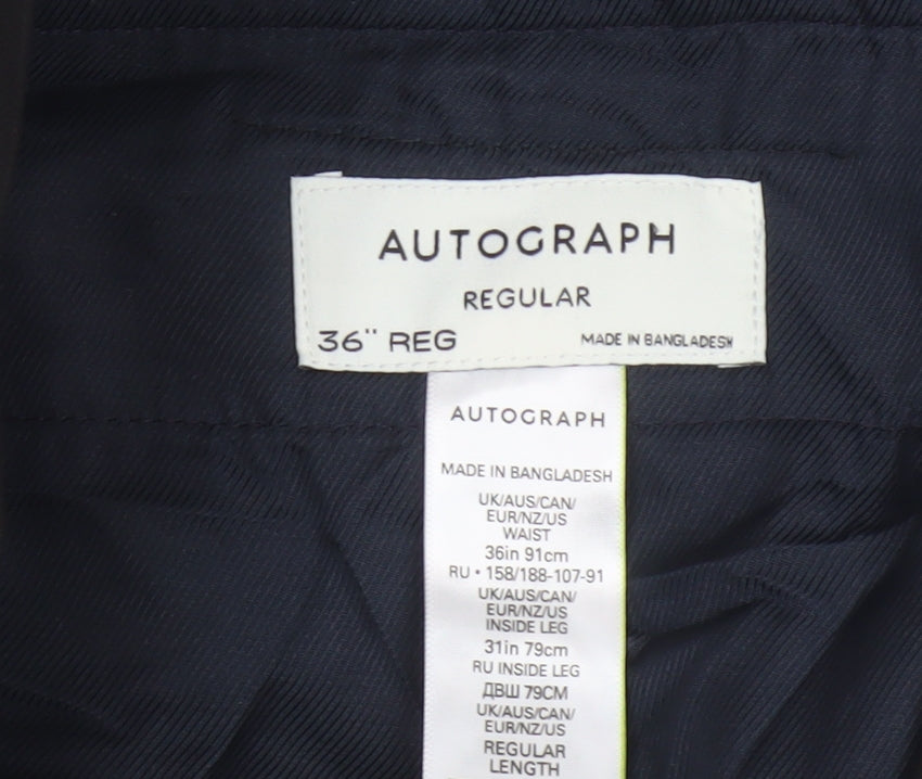 Autograph Men’s Black 36in Regular Straight Dress Trousers