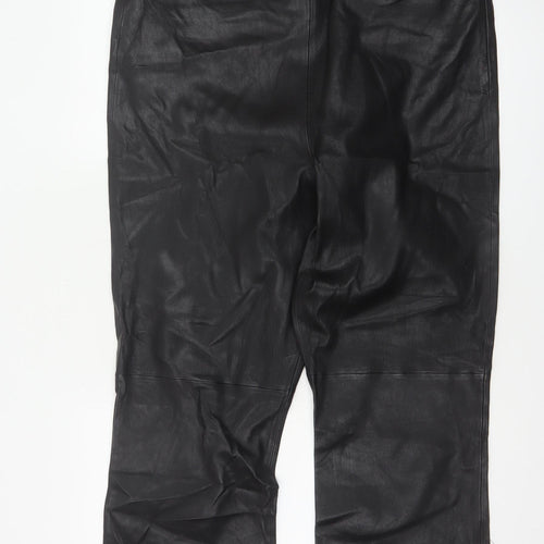 Autograph Women’s Black Leather Straight Trousers UK 20 High Rise