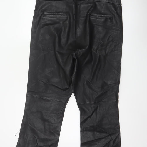 Autograph Women’s Black Leather Straight Trousers UK 20 High Rise