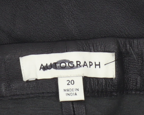 Autograph Women’s Black Leather Straight Trousers UK 20 High Rise