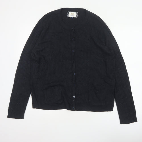 Maine Women’s Black Size 20 Cable Knit Button Cardigan with Pockets