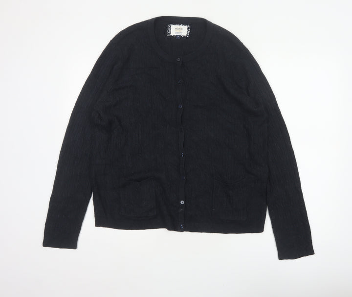 Maine Women’s Black Size 20 Cable Knit Button Cardigan with Pockets