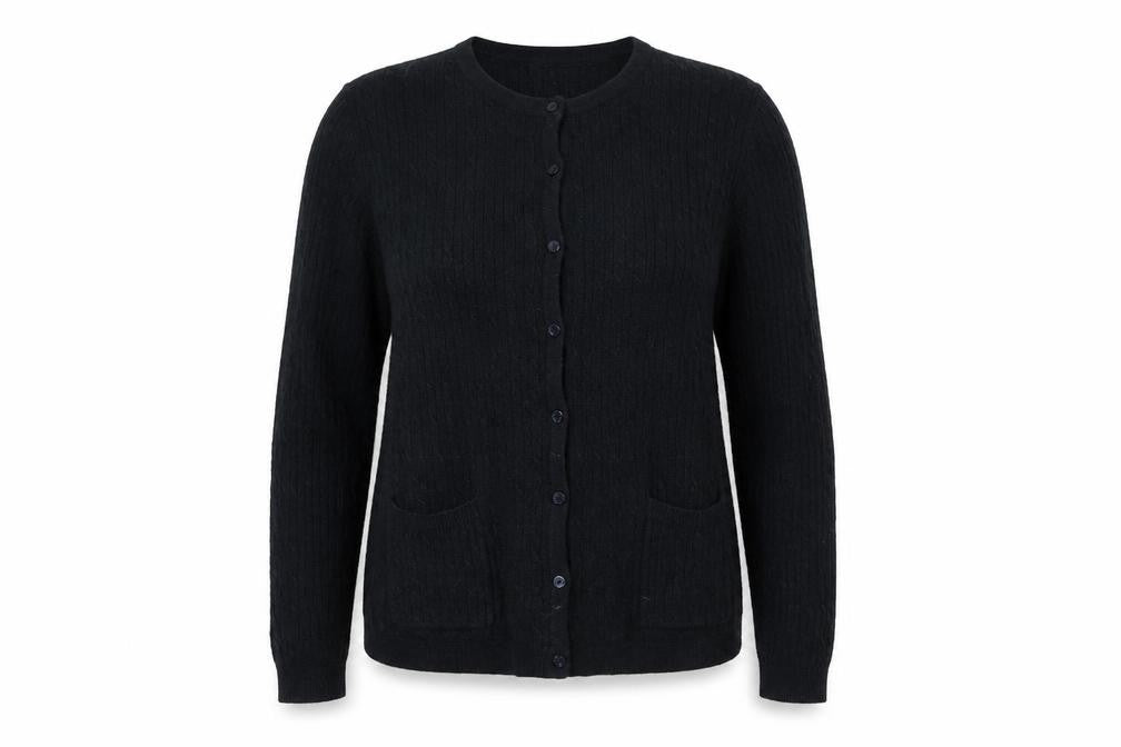 Maine Women’s Black Size 20 Cable Knit Button Cardigan with Pockets