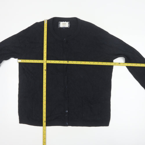 Maine Women’s Black Size 20 Cable Knit Button Cardigan with Pockets