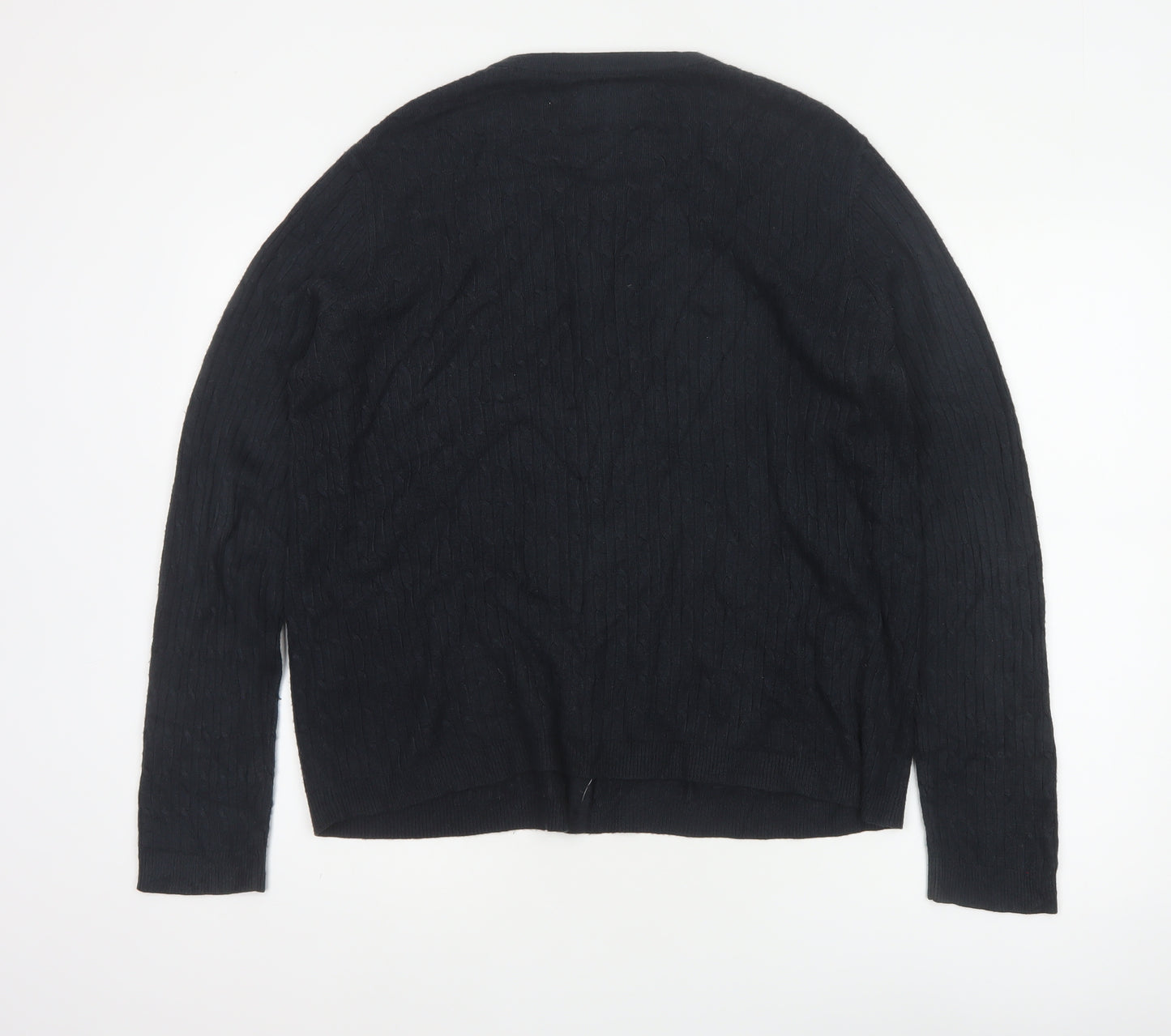 Maine Women’s Black Size 20 Cable Knit Button Cardigan with Pockets