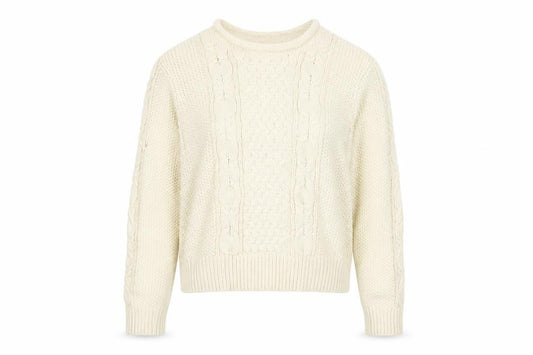 Whistles Women Ivory L Cable Knit Crew Neck Relaxed Jumper