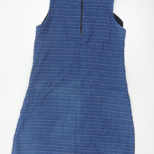 Toast Women’s Blue Striped UK 14 A-Line Pinafore Dress Linen Cotton