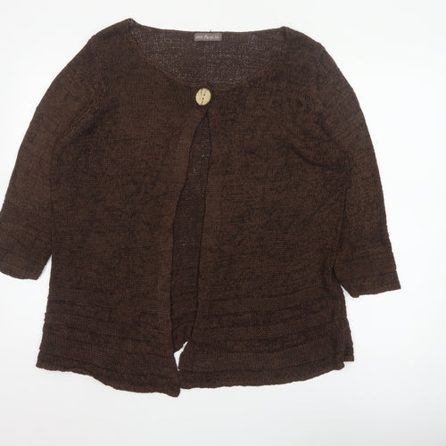Marks & Spencer Women Brown UK 16 Open Knit Button Cardigan
