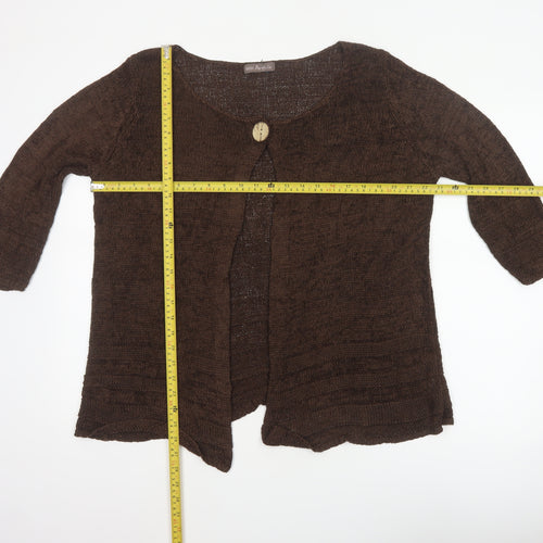Marks & Spencer Women Brown UK 16 Open Knit Button Cardigan