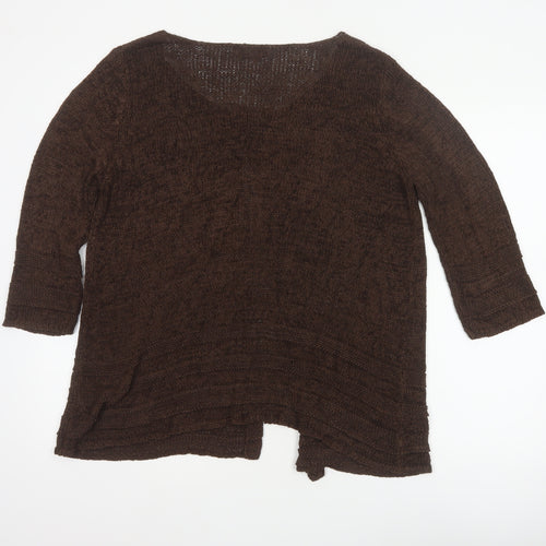 Marks & Spencer Women Brown UK 16 Open Knit Button Cardigan