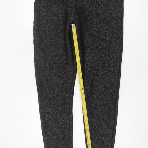 M&S Women’s Black Sparkle Slim Trousers UK 12 Long Stretch