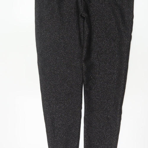 M&S Women’s Black Sparkle Slim Trousers UK 12 Long Stretch