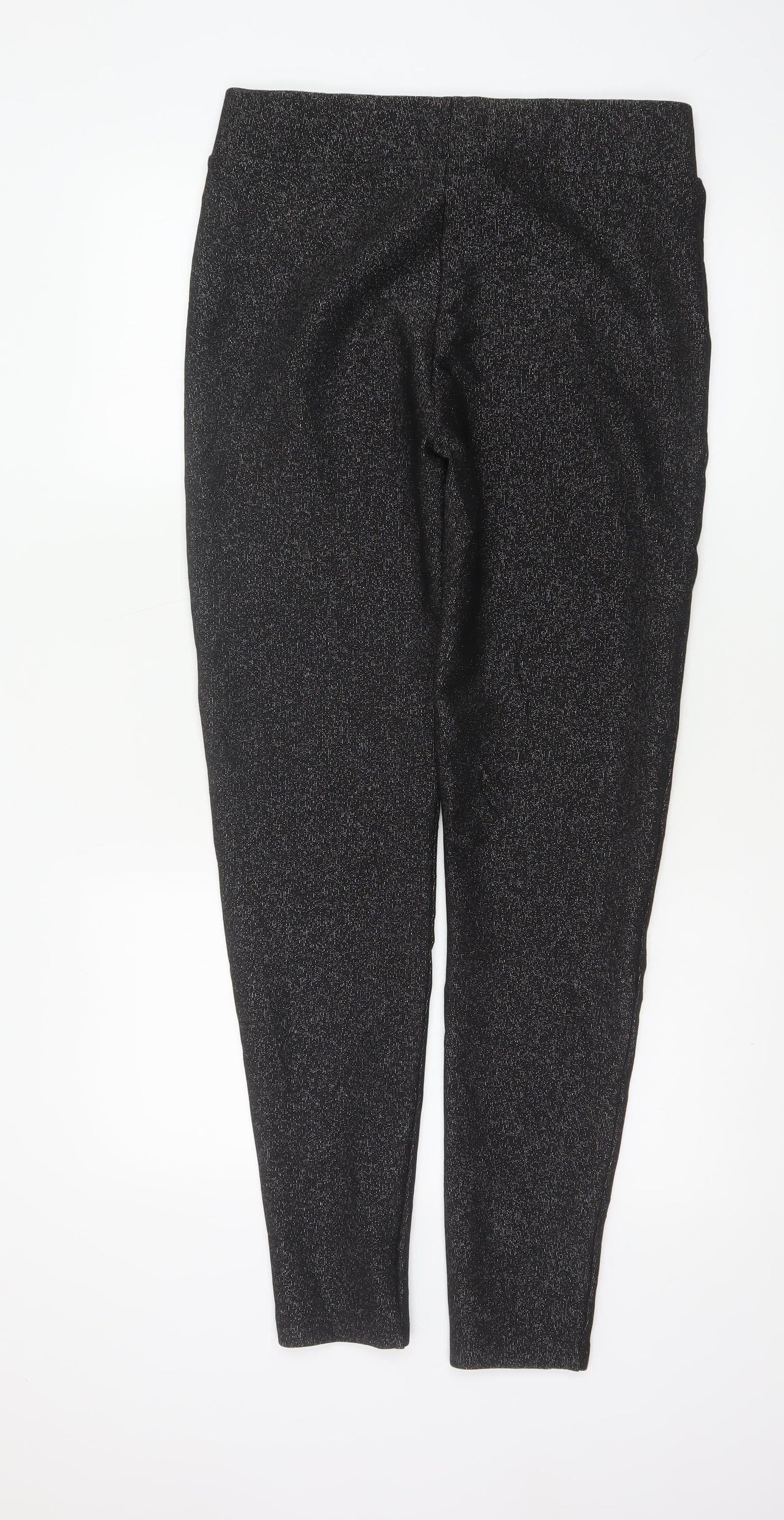 M&S Women’s Black Sparkle Slim Trousers UK 12 Long Stretch