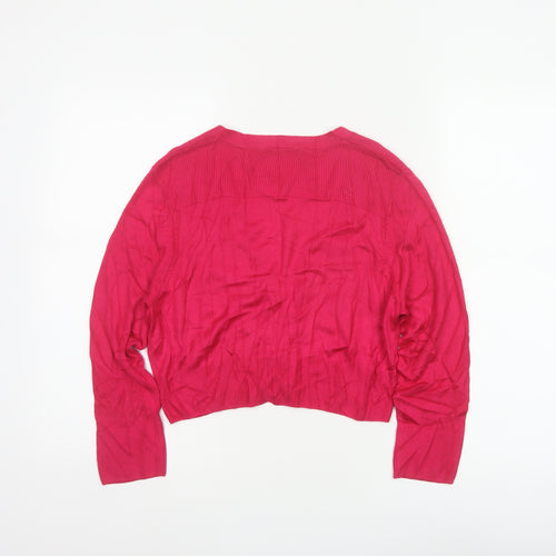 Marks and Spencer Women Pink UK 14 V-Neck Button Knit Cardigan