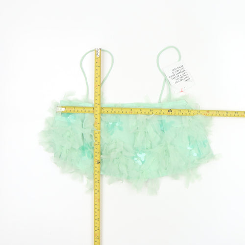 ASOS Edition Women Green UK 6 Cropped Sequin Ruffle Strappy Tank Top