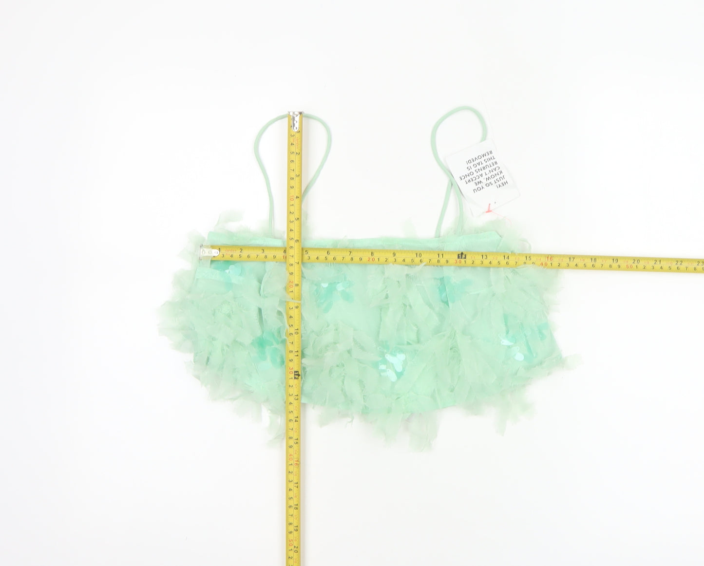 ASOS Edition Women Green UK 6 Cropped Sequin Ruffle Strappy Tank Top