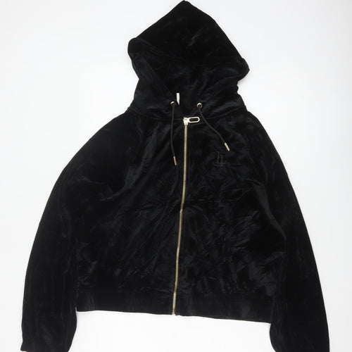 River Island Plus Women’s Black Velvet Full Zip Hoodie UK 18