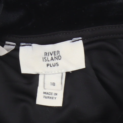 River Island Plus Women’s Black Velvet Full Zip Hoodie UK 18