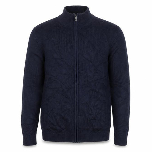 James Pringle Men’s Blue L Full Zip Cable Knit High Neck Jumper