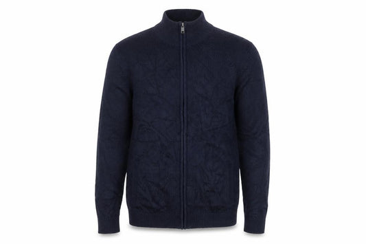 James Pringle Men’s Blue L Full Zip Cable Knit High Neck Jumper