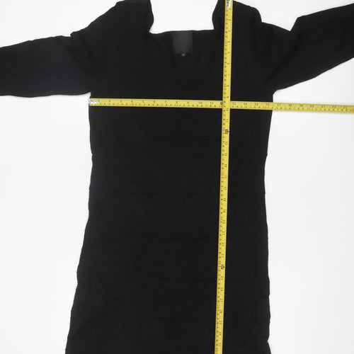 Gestuz Women Black M Knee Length Sheath Knit 3/4 Sleeve Dress