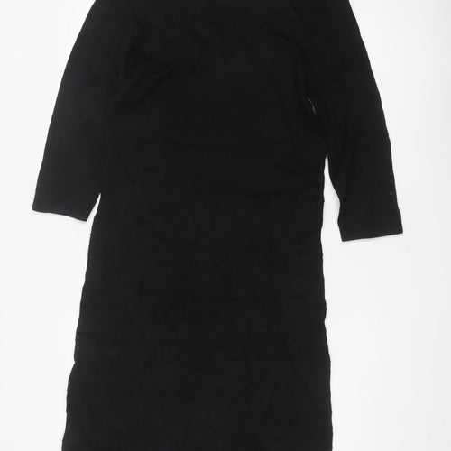 Gestuz Women Black M Knee Length Sheath Knit 3/4 Sleeve Dress