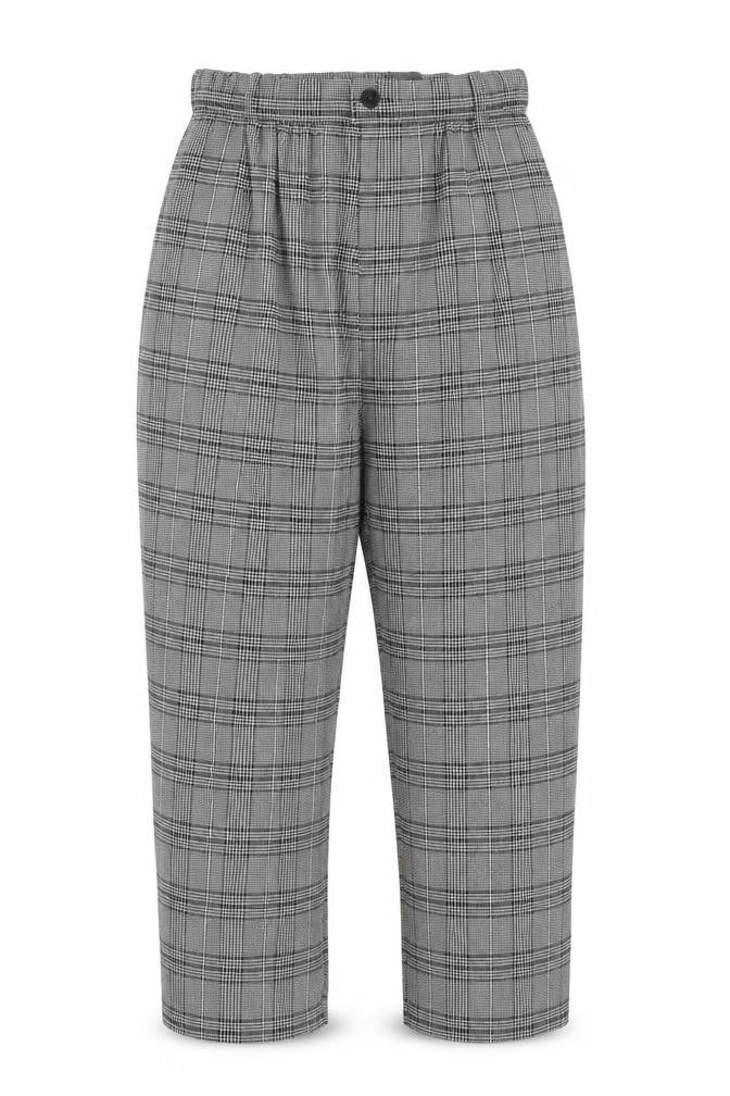 H&M Women’s Grey Check Paperbag Tapered Trousers UK 14