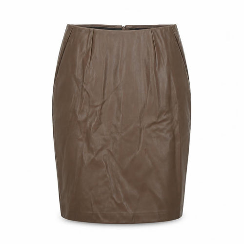 Marks and Spencer Women Brown UK 8 Faux Leather Pencil Knee Skirt