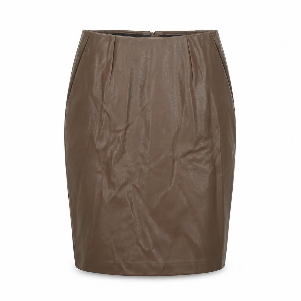 Marks and Spencer Women Brown UK 8 Faux Leather Pencil Knee Skirt