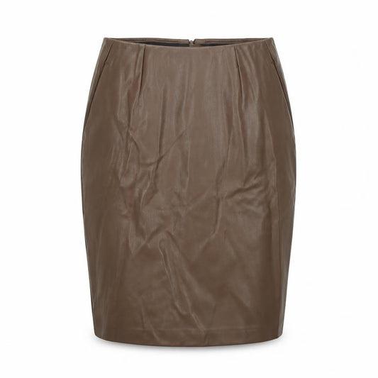 Marks and Spencer Women Brown UK 8 Faux Leather Pencil Knee Skirt