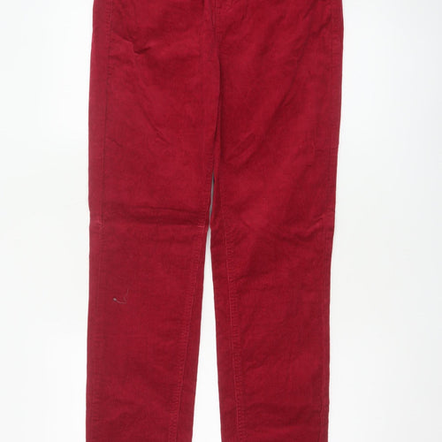 Marks and Spencer Women Red Corduroy Straight Trousers UK 10