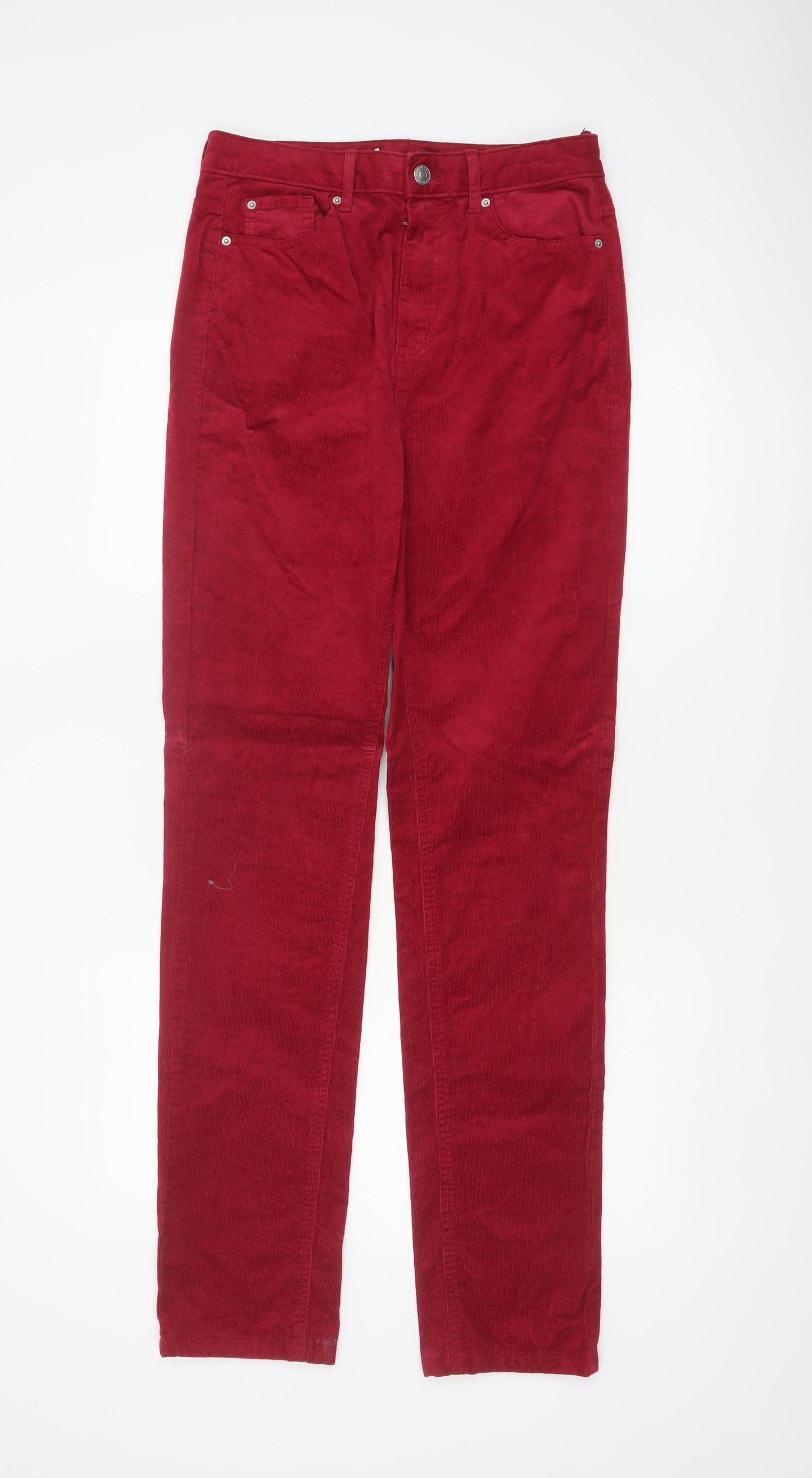 Marks and Spencer Women Red Corduroy Straight Trousers UK 10